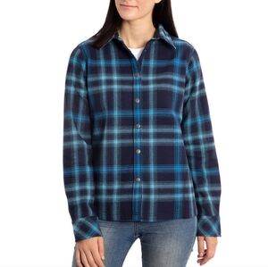 Women's Orvis snap button closure shirt jacket Sha key Blue Nova size Sm